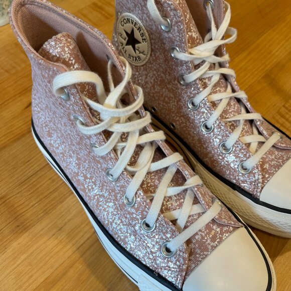 Pink sparkle Converse All-Stars high tops, like new - Picture 9 of 9